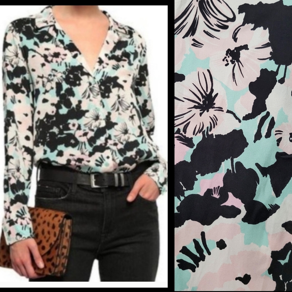 Equipment Adalyn Blouse Long Sleeve Button Down Shirt Floral Small Shirt